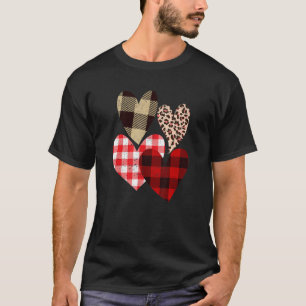 Hearts Leopard Plaid Buffalo Heart Love Valentine' T-Shirt