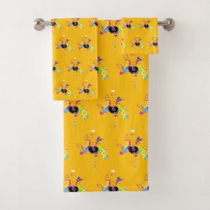 Hearts Lollipop Sunny Yellow Bath Towel Set
