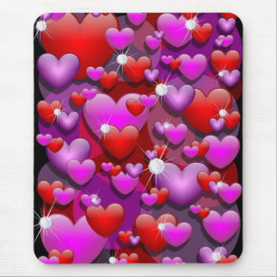 Hearts Love and Diamonds Mouse Pad