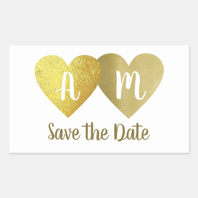 hearts love bride groom initials save-the-date  sticker (Front)