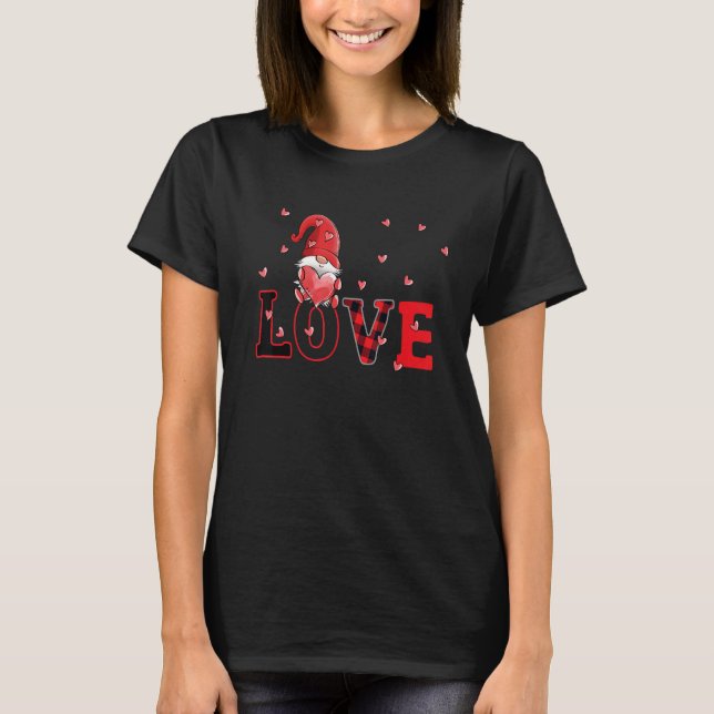Hearts Love Happy Valentine's Day Cute Gnomes For  T-Shirt (Front)