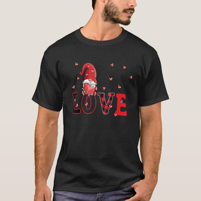 Hearts Love Happy Valentine's Day Cute Gnomes For  T-Shirt (Front)