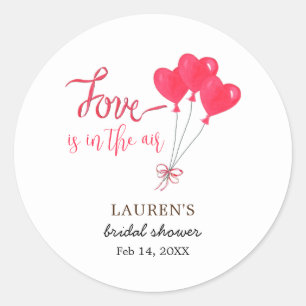 Hearts Love is in the Air Bridal Shower Classic Round Sticker