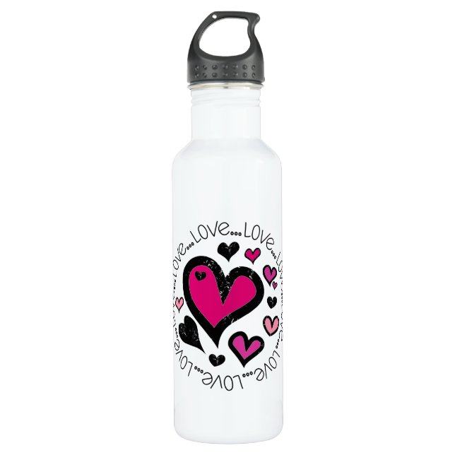 Hearts Love Love Love 710 Ml Water Bottle (Front)