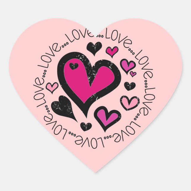 Hearts Love Love Love Heart Sticker (Front)