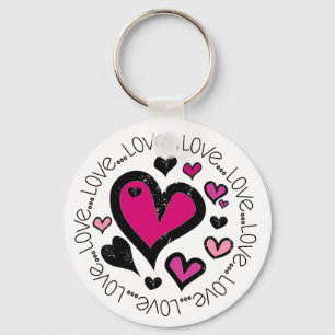 Hearts Love Love Love Keychain