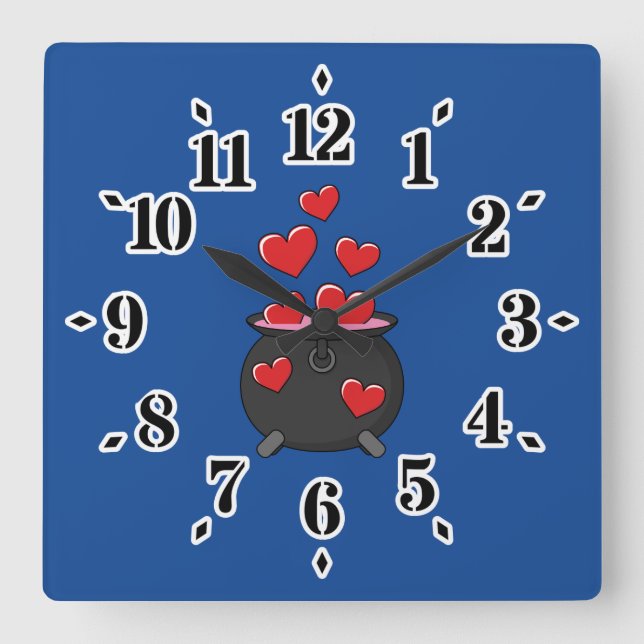 Hearts Love Potion Square Wall Clock (Front)