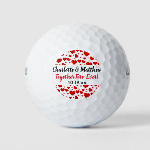 Hearts Love Red Black Typography Cute Favour Golf Balls
