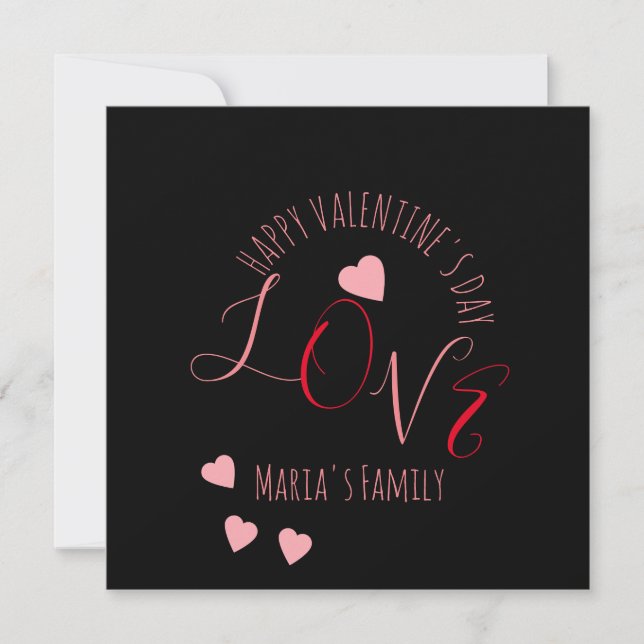 Hearts Love Valentines Day Pink Red Script Heart Card (Front)