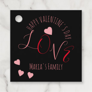 Hearts Love Valentines Day Pink Red Script Heart  Favour Tags