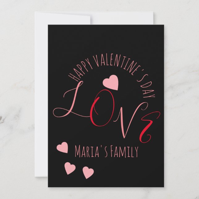 Hearts Love Valentines Day Pink Red Script Heart  Invitation (Front)