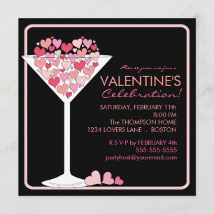 Hearts Martini Valentines Day Party Invitation
