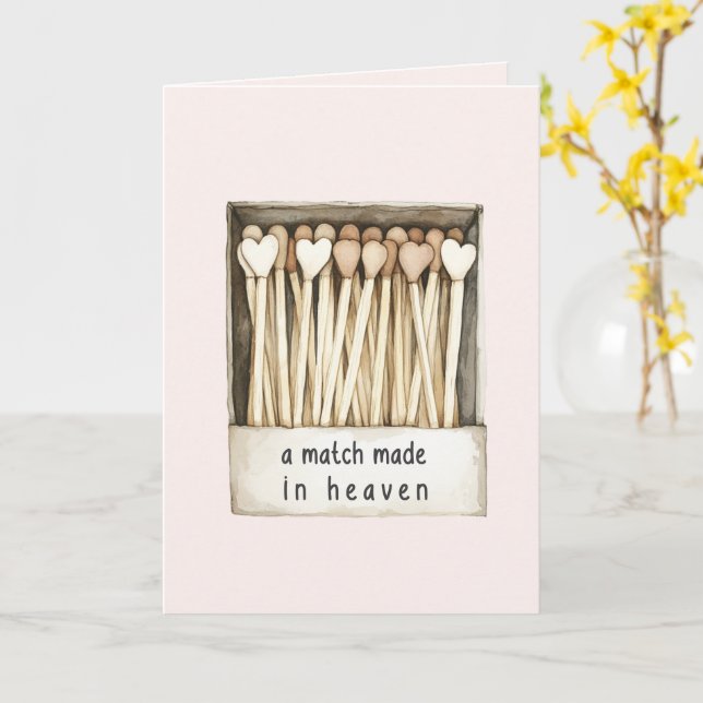Hearts Match Made in Heaven Love Card (Yellow Flower)