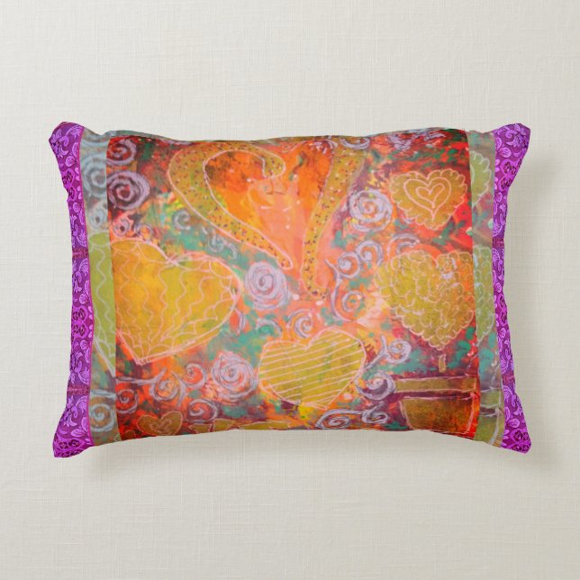 Hearts Mixed Accent Pillow (Front)