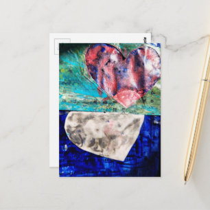 Hearts Mixed Media Postcard