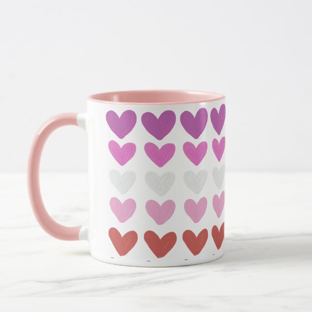 Hearts Modern Art Design Mug (Left)