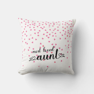 Hearts Most Loved Aunt Throw Pillow