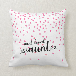 Hearts Most Loved Aunt Throw Pillow