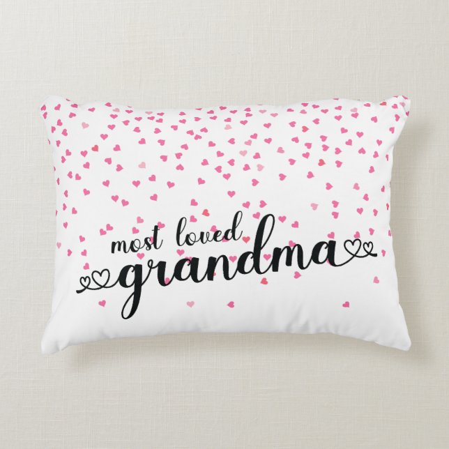 Hearts Most Loved Grandma Accent Pillow (Front)