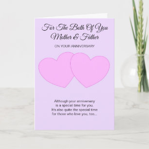 Hearts Mother And Father Personalized Anniversary Card