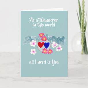 Hearts, Mountains & Blossoms Personalise Holiday Card