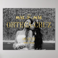 Hearts Mrs & Mrs Last Name Lesbian Wedding Photo