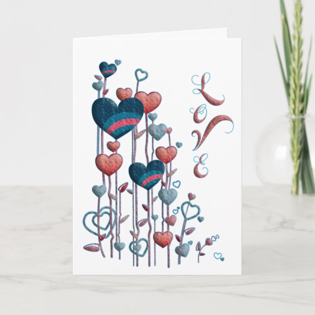 Hearts My Love Romantic Watercolor Personalize Card (Front)