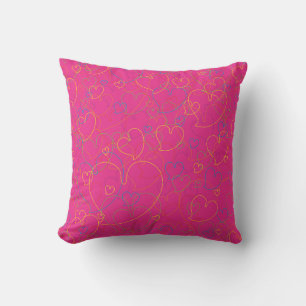 Hearts Net Pink Throw Pillow