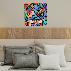 Hearts Neurographic Art Digital Watercolours Poster