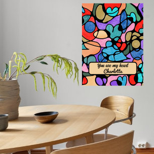 HEARTS NEUROGRAPHIC ART DIGITAL WATERCOLOURS POSTER