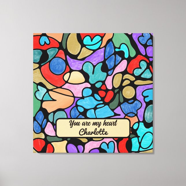 HEARTS NEUROGRAPHIC DIGITAL WATERCOLORS CANVAS PRINT (Front)