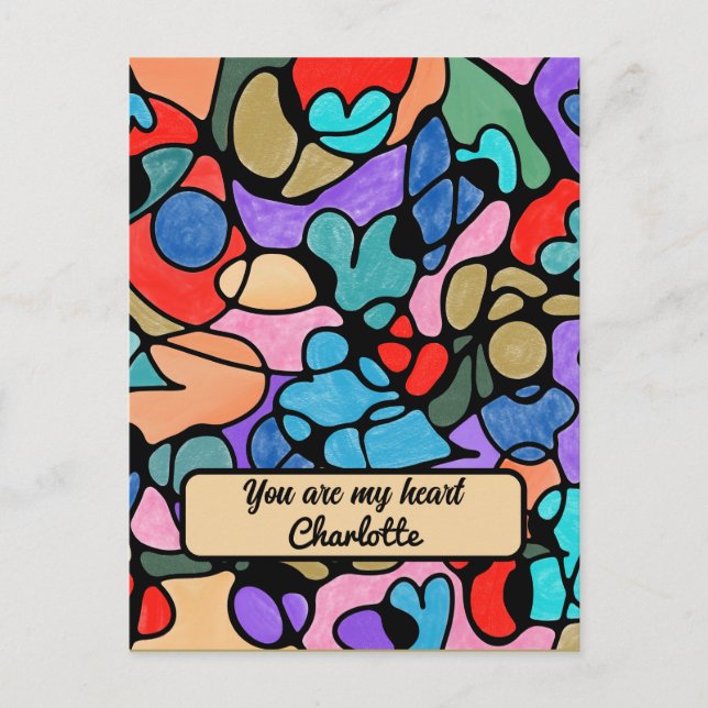 HEARTS NEUROGRAPHIC DIGITAL WATERCOLORS POSTCARD (Front)