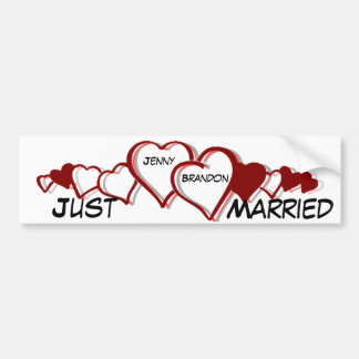 Hearts Newly Wed bumper sticker