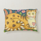 Hearts N'Stripes Tabby Folk Art Cat Coussin