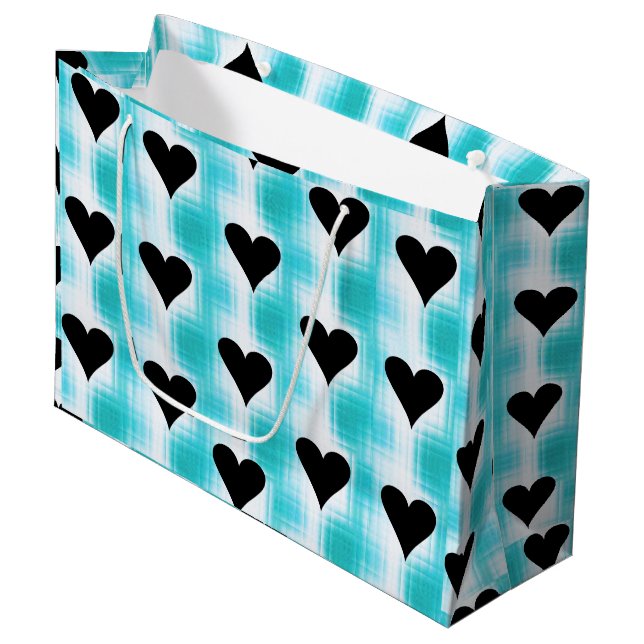 Hearts Of Black Large Gift Bag (Front Angled)