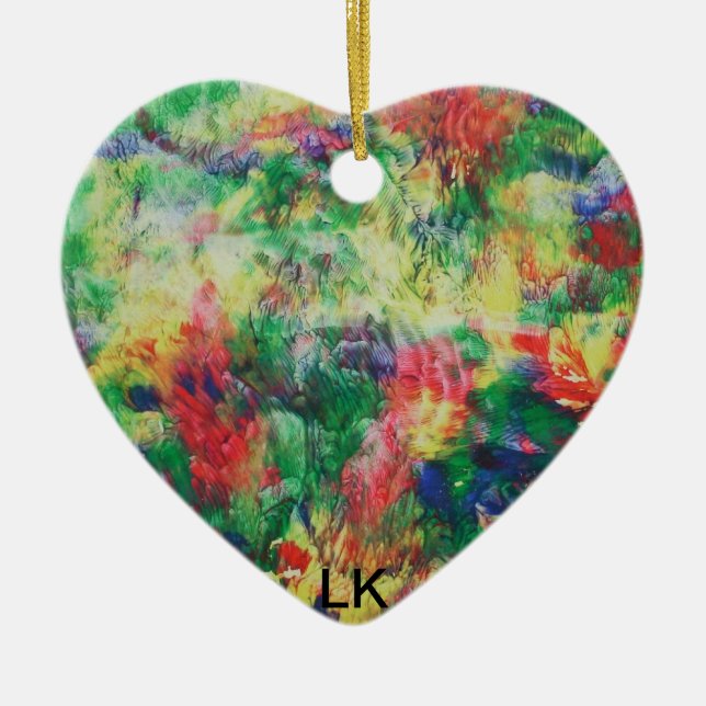 hearts of colour ceramic ornament (Front)