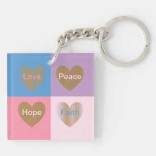 Hearts of Faith Love Hope Peace Keychain