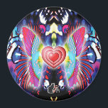 Hearts Of Glys Magnet<br><div class="desc">The background image is a classic liquid light show glycerin gooey set over swirls. Above this organic structure three hearts, beating as one, fly on butterfly wings of gossamer light representing love, beauty and harmony. This magnet’s image represents the fleeting passage of time which is the greatest gift of life....</div>