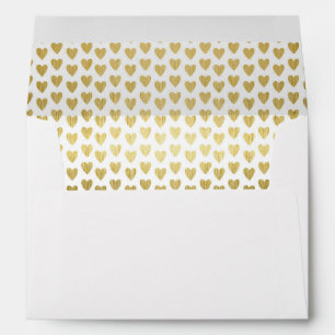 Hearts of Gold Decorative Wedding Lined Envelopes