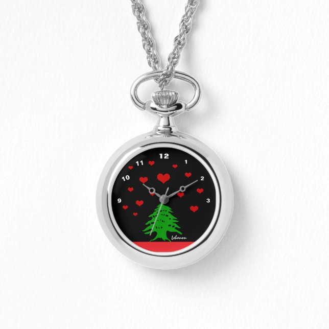 Hearts of Lebanon & Lebanese flag fashion /reverse Watch (Front)