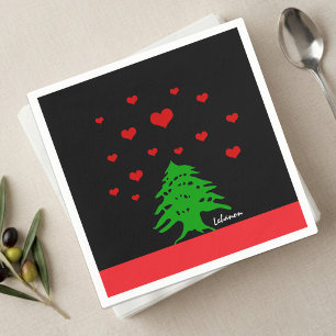 Hearts of Lebanon Napkins, Love Lebanese flag Napkin