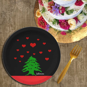 Hearts of Lebanon plates, Love, Lebanese flag Paper Plate
