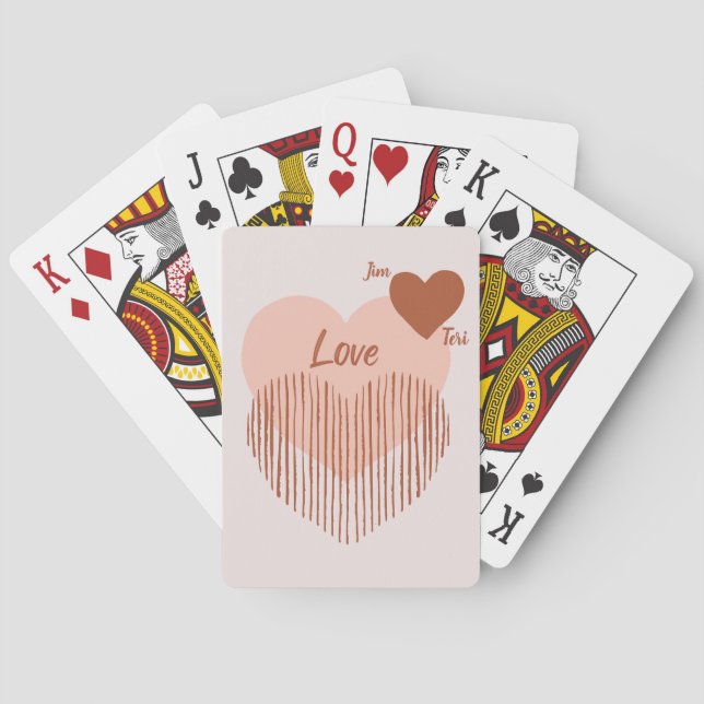 Hearts of Love with Names  Playing Cards (Back)