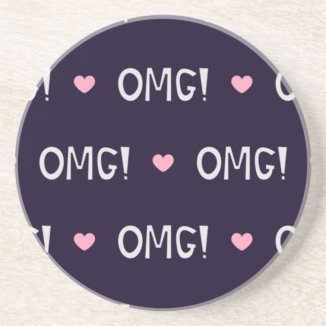 Hearts, OMG text, cute pattern Coaster (Front)