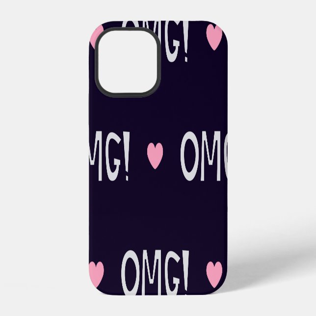 Hearts, OMG text, cute pattern iPhone Case (Back)