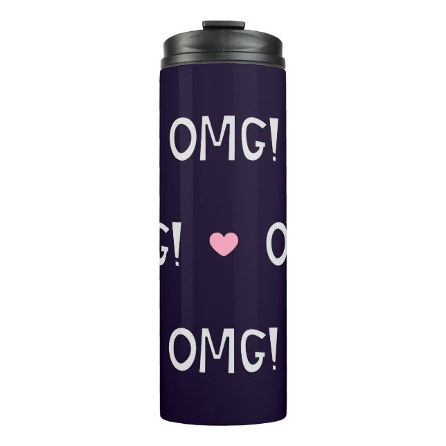 Hearts, OMG text, cute pattern Thermal Tumbler (Front)