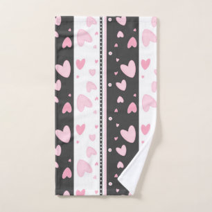  Hearts on a grey and white background Hand Towel