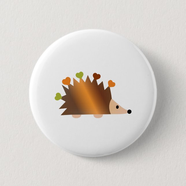 Hearts on a Hedgehog 2 Inch Round Button (Front)