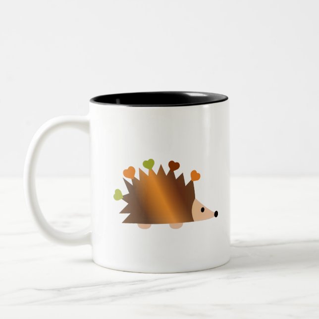 Hearts on a Hedgehog Two-Tone Coffee Mug (Left)