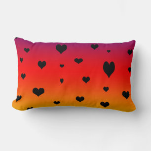Hearts On A Rainbow Colour,  Lumbar Cushion. Pillow